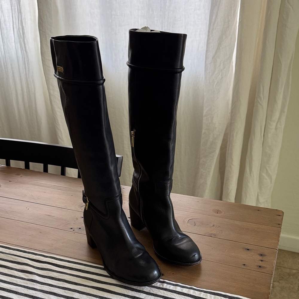 Coach Stacy Black Leather Equestrian Knee High Riding Boots 8.5 B